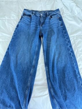 American Eagle Outfitters Wide Leg Jeans - Deep Blue Wash